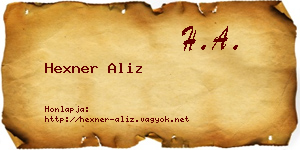 Hexner Aliz névjegykártya